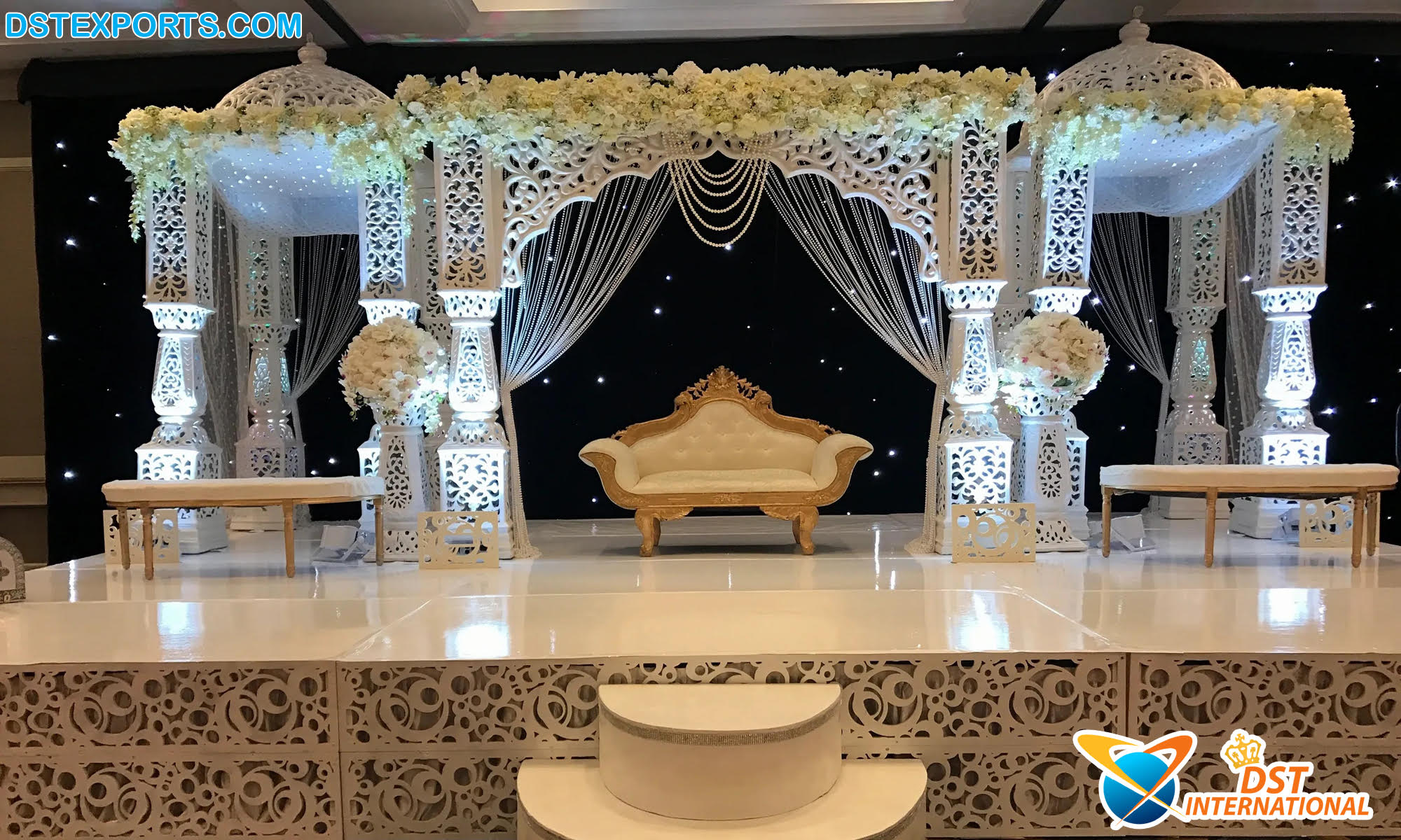 Elegant White Indian Wedding Stage Decor - DST International