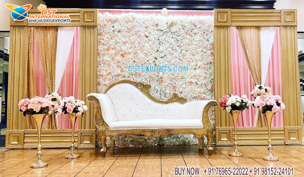 Affordable Golden Theme  Engagement Stage Decoration
