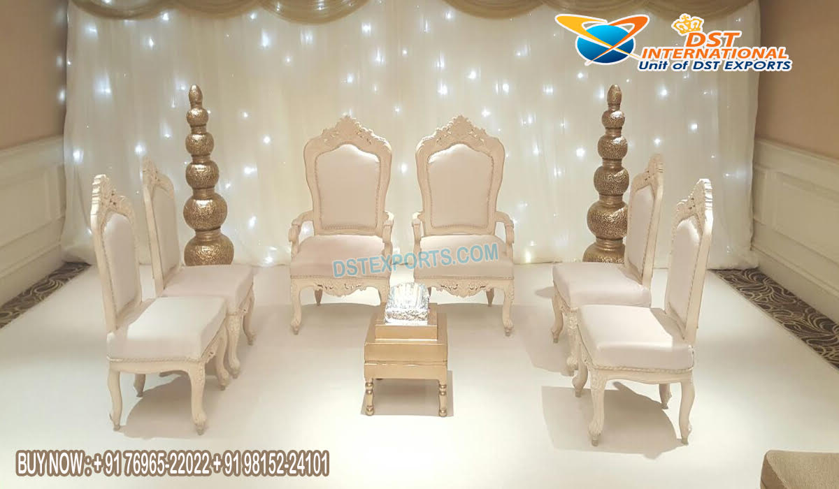 Gujurati Indian Wedding Mandap White Wooden Chairs