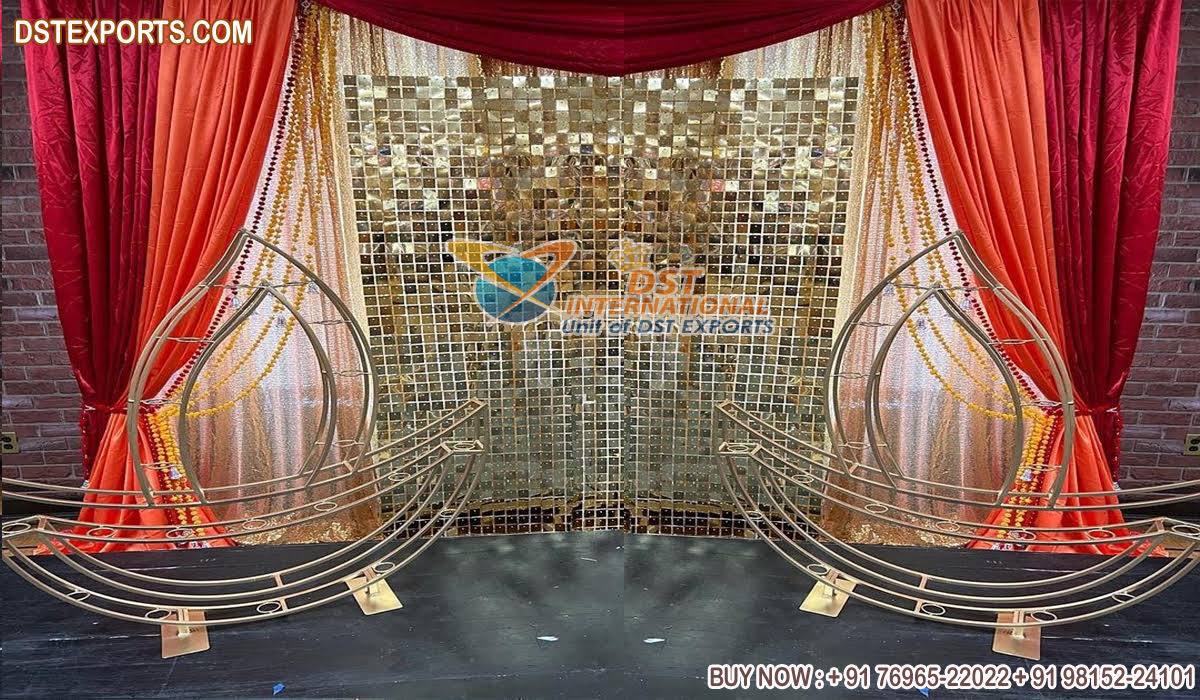 Golden Metal Diya Prop For Wedding Decoration