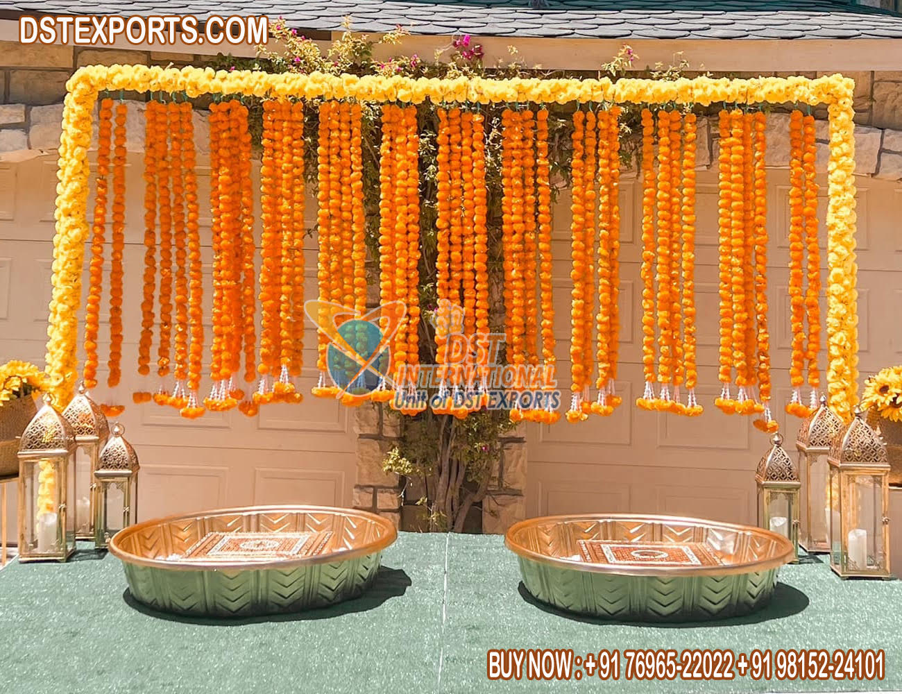 Haldi Ceremony Marigold Flower Chains For Decoration
