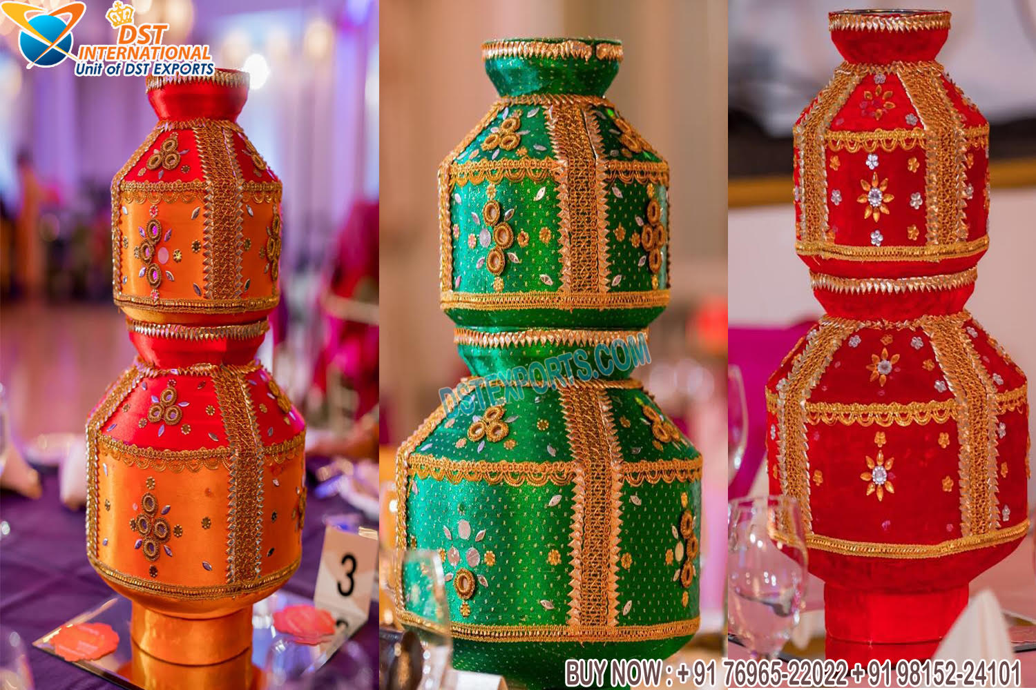 Decorated Matka For Wedding Table Centerpieces