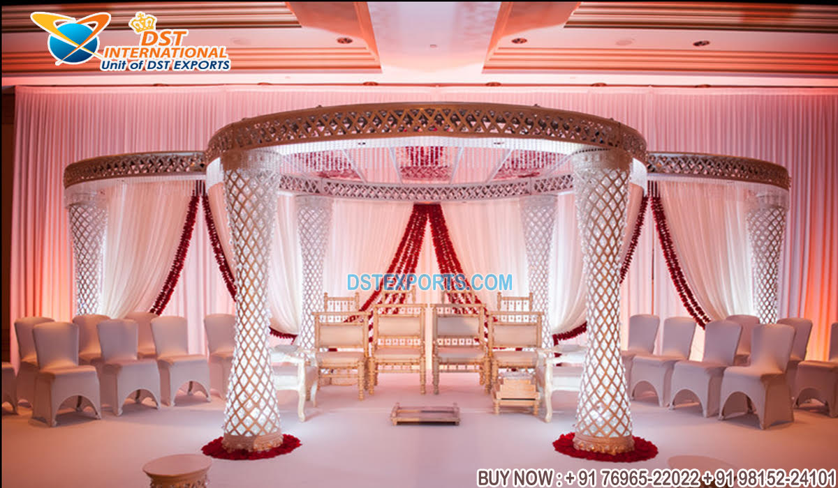 Gorgeous Diamond Pillars Wedding Mandap Setup