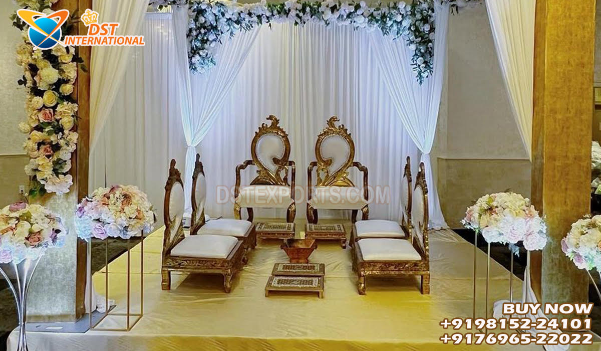 Paisley Style Carved Vidhi Mandap Chairs