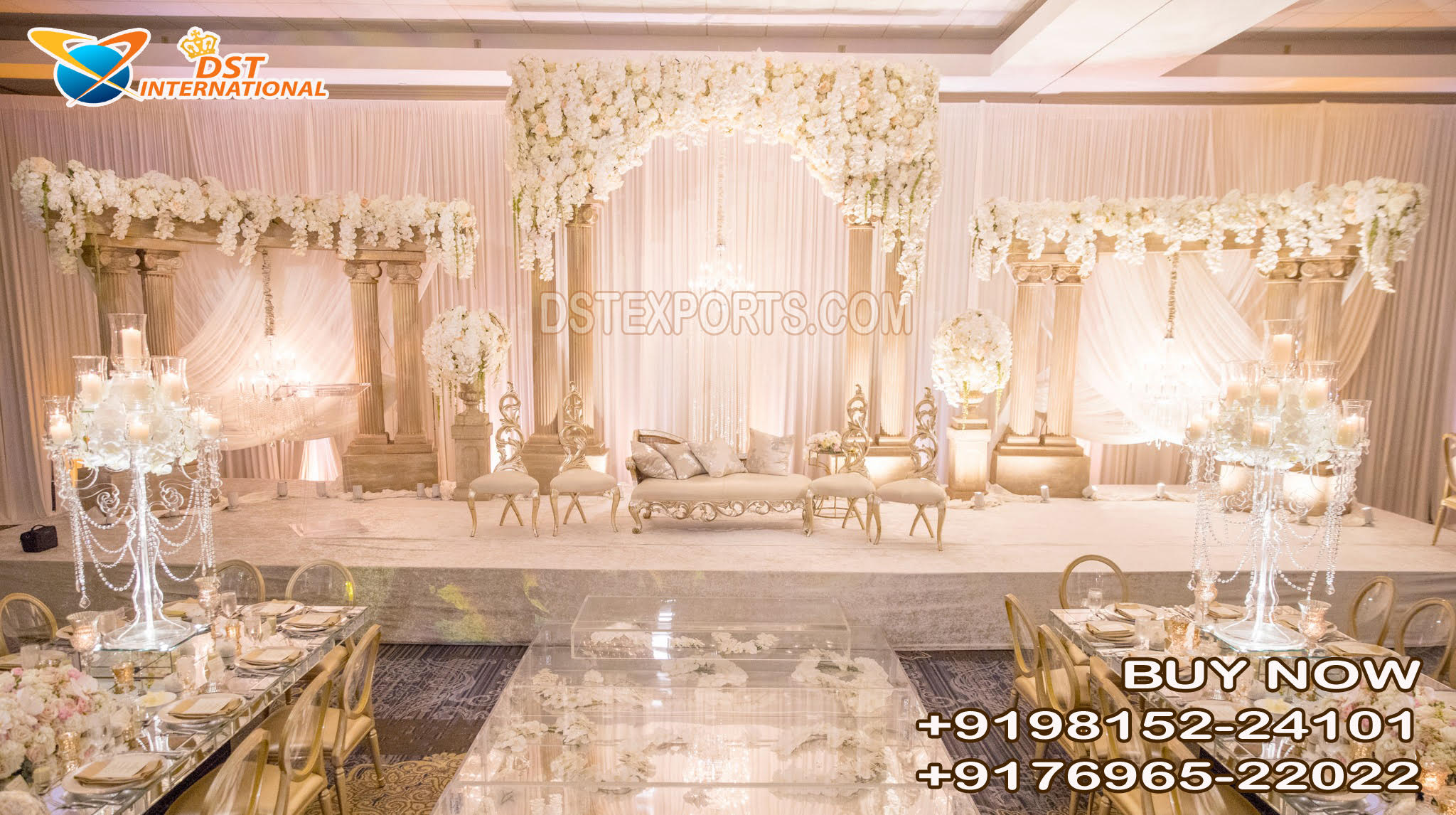 Roman Style Wedding Reception Stage Decoration