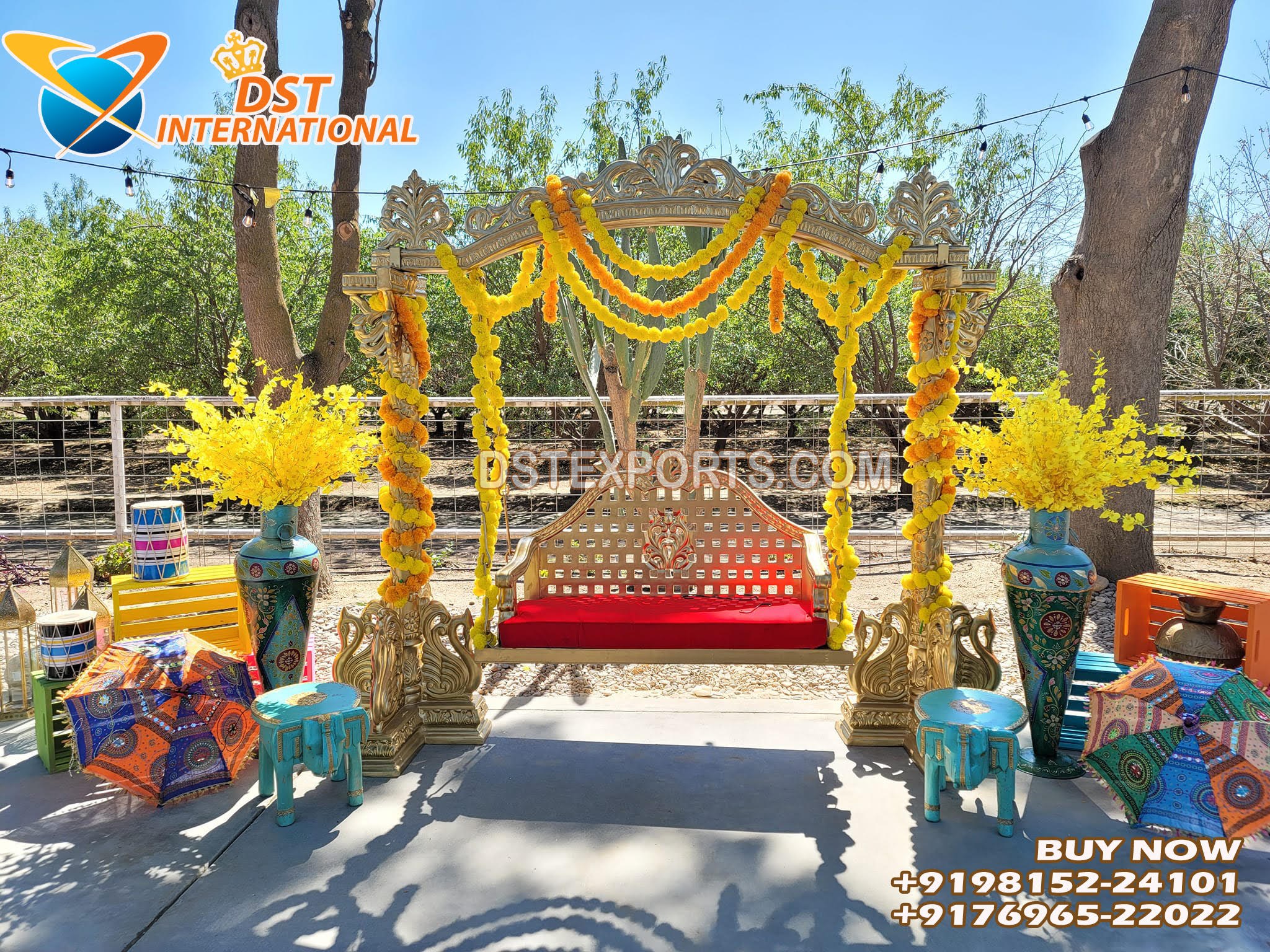 Traditional Mehndi Ceremony Jhula Setup For Bride
