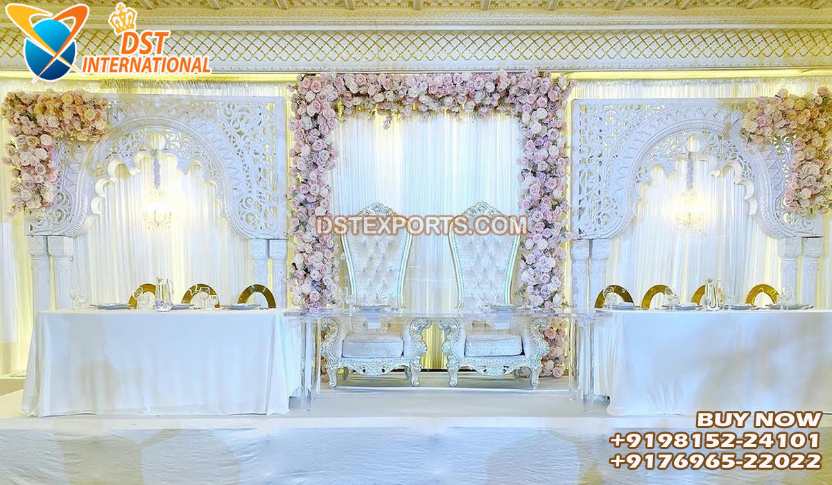 White Theme 3D Backdrop Frames For Wedding