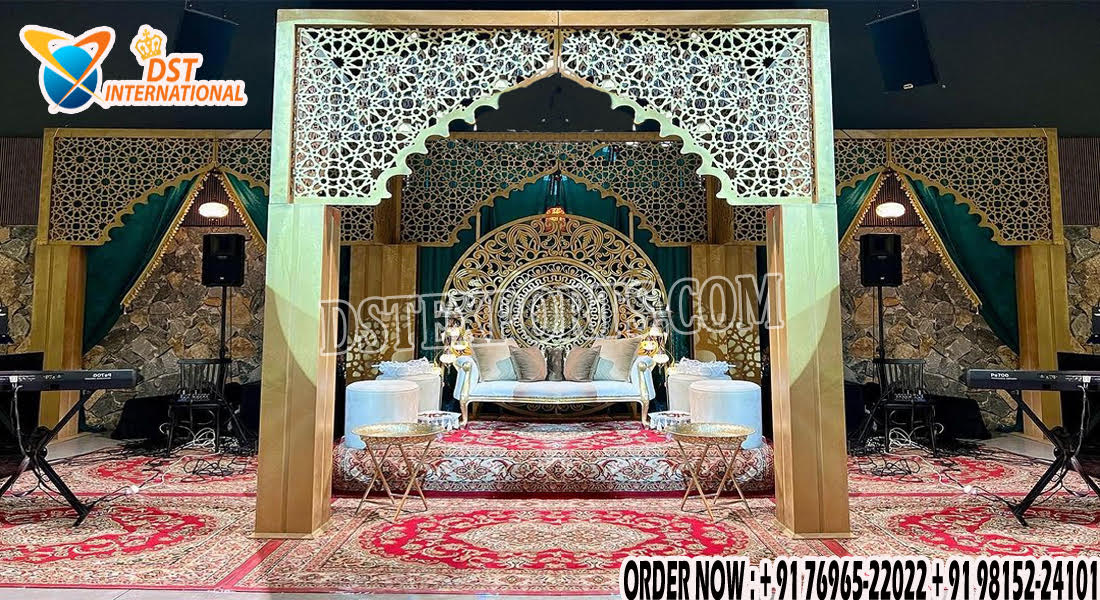 Arabian Wedding Gold Laser Cut Jali Mandap