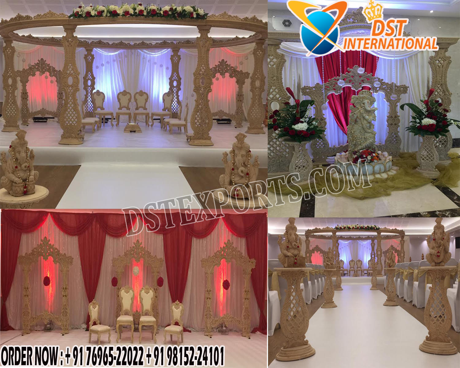 Raj Mahal Theme Wedding Wooden Mandap Set 