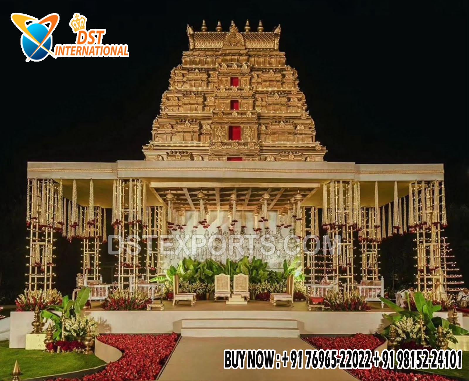 This Mandap Pillars are made of High quality Metal And Top arcs & Dome Are made of unbreakable fiberglass.