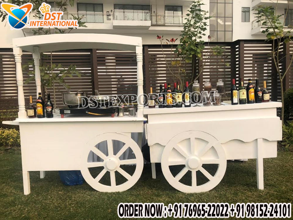 White Wooden Candy Cart With Wheels 