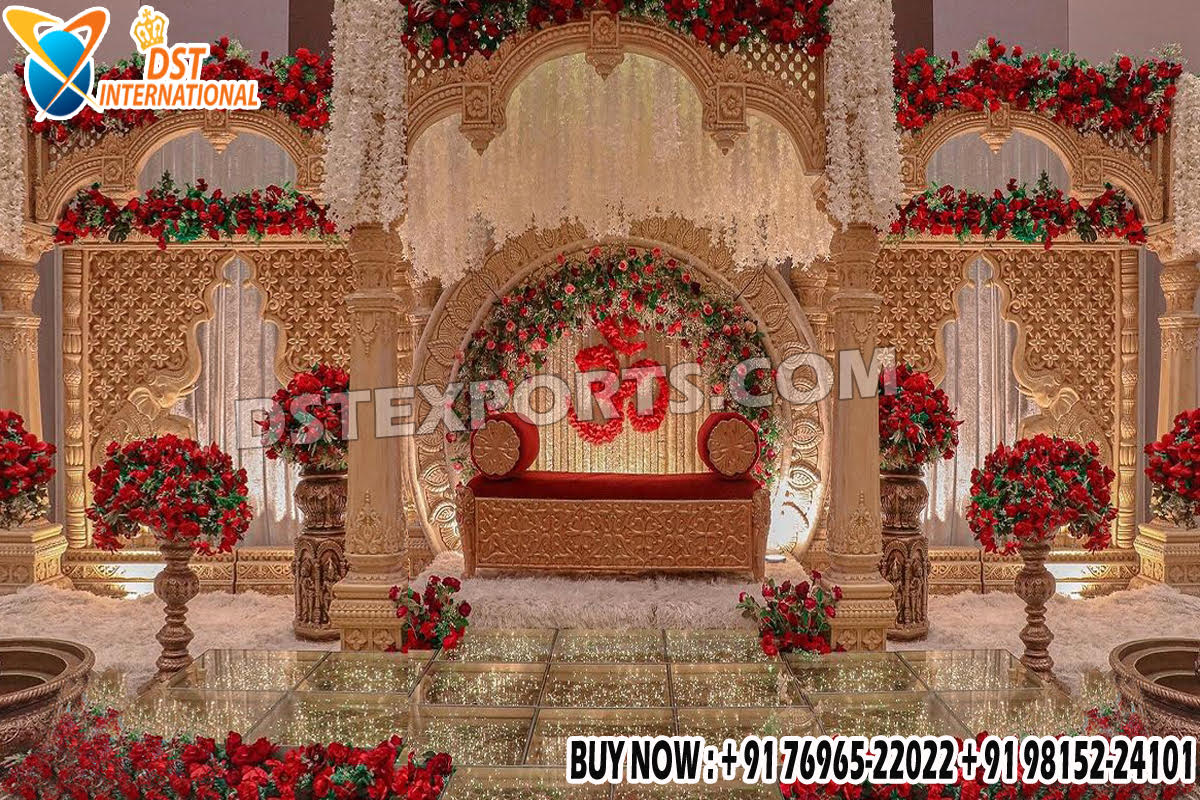 This Mandap Stage is made of unbreakable fiberglass, light weighted, deco painted and self-standing.