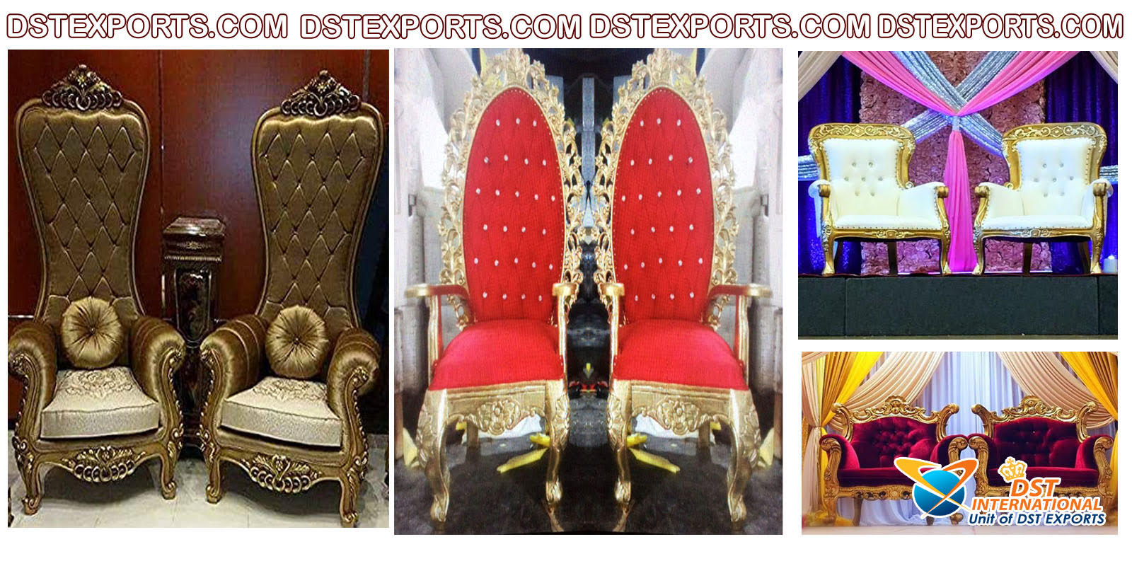 Bride Groom Baroque Style Throne Chairs