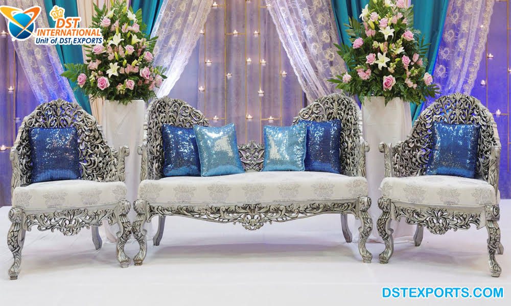Antique Style Silver Wedding Sofa Set