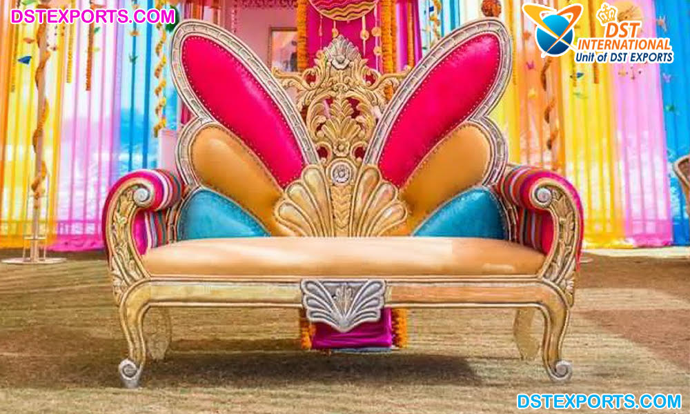 Designer Colorful Butterfly Wedding Love-Seat Sofa