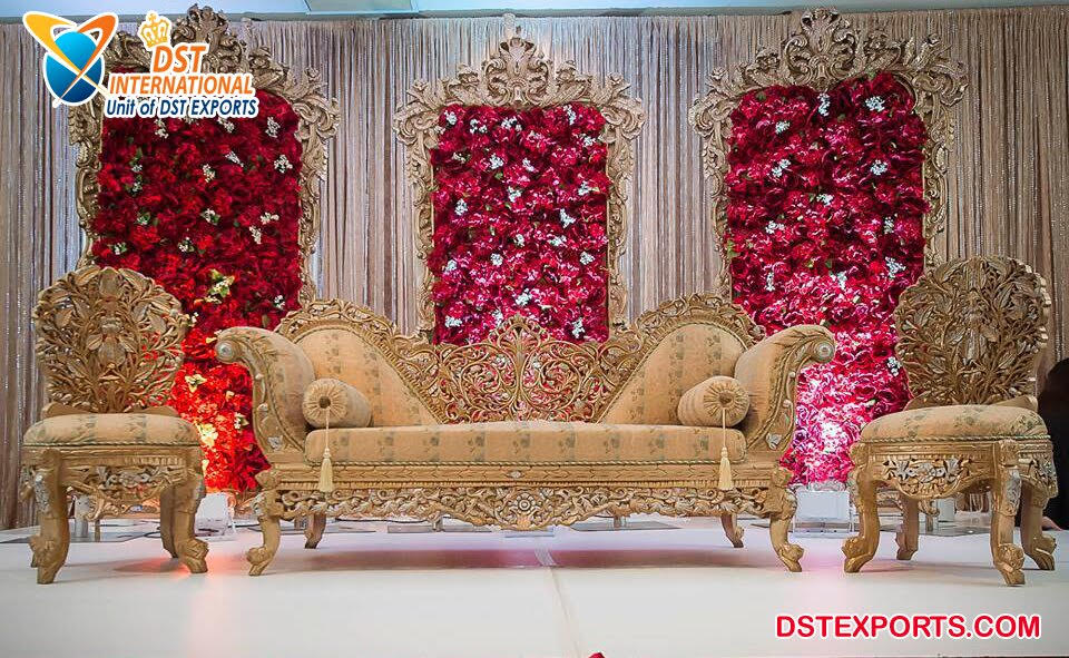 Fully Hand-Carved Designer Wedding Sofa Set