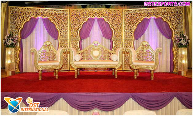 Muslim Wedding Stage Gold Frame Backdrop - DST International