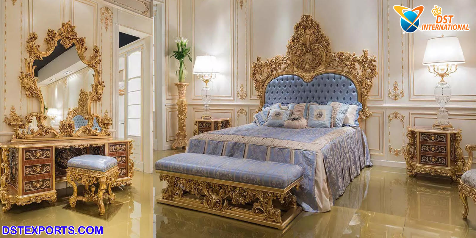 Royal King Size Bedroom Furniture Set, Royal King Bed Size
