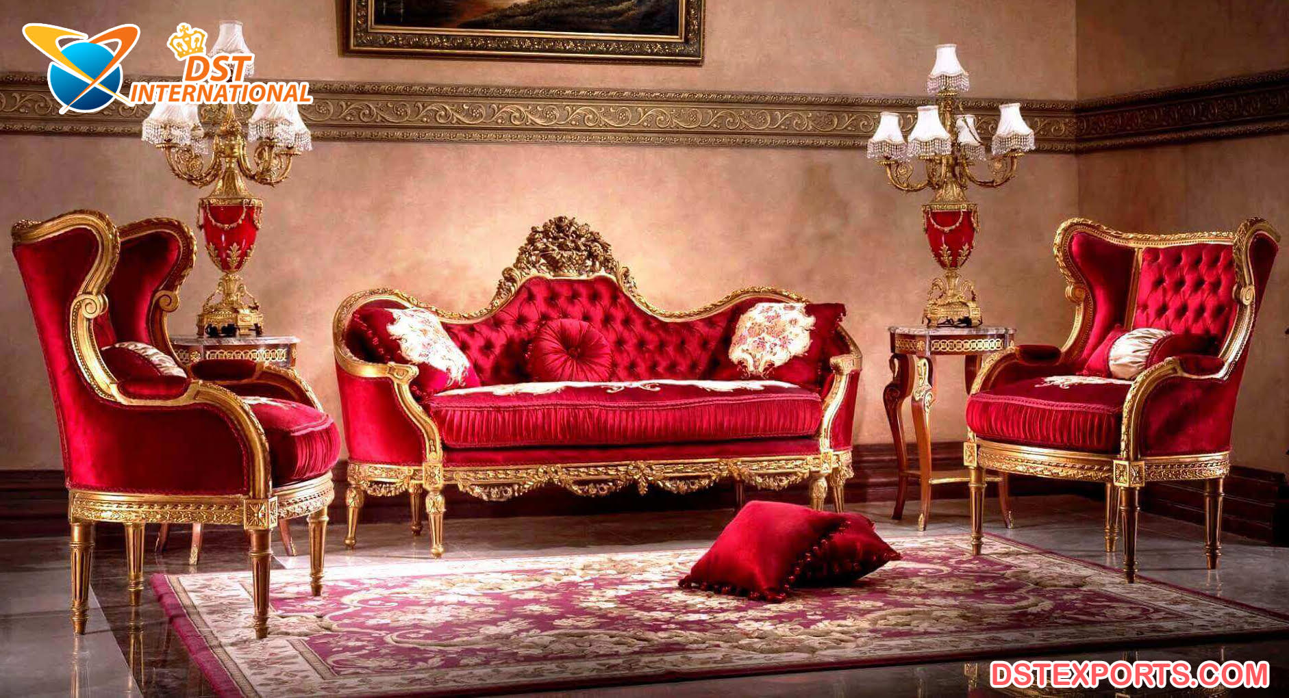 royal living room set red
