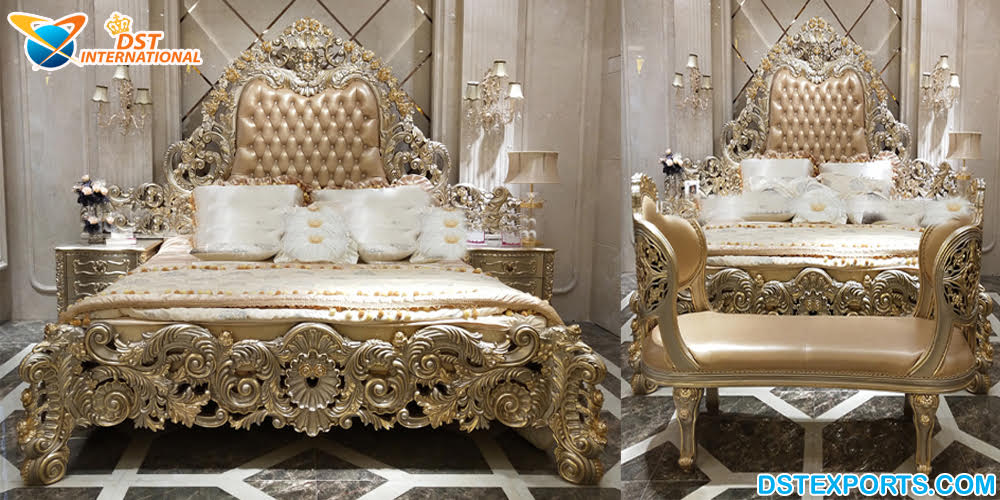 Luxury Baroque Style Carved King Bed, Fabulous Baroque King Bed