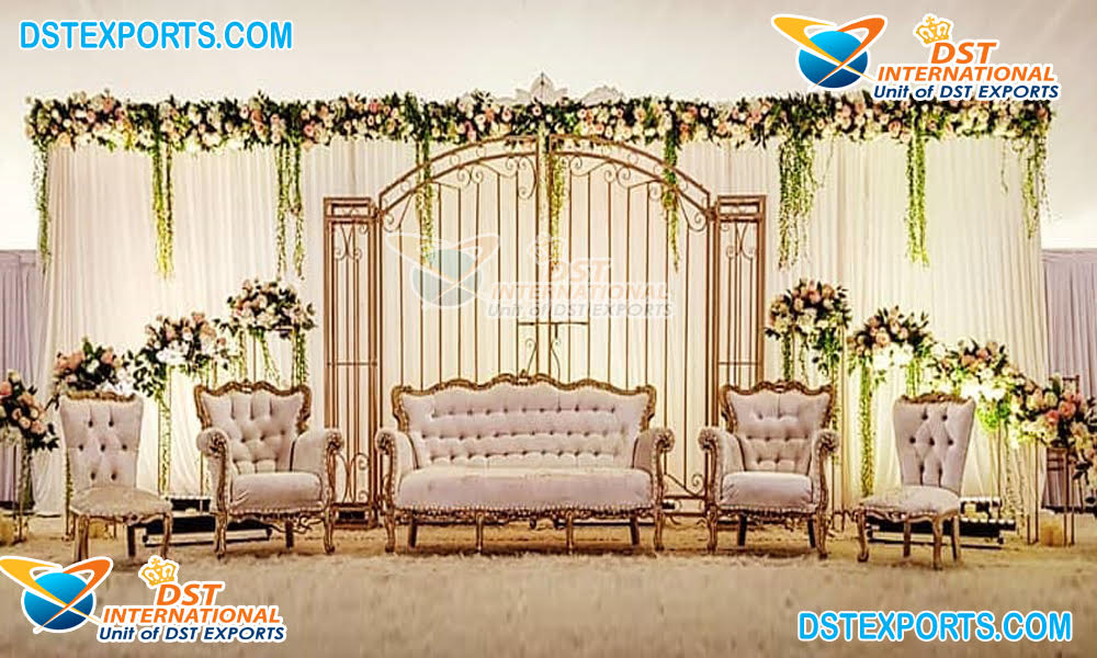 Gold Metal Arch Stand Wedding Stage Backdrop