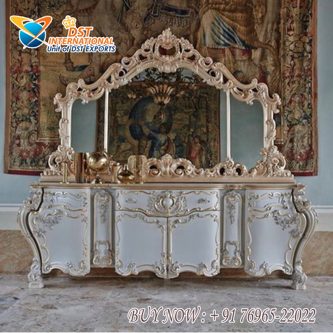 Baroque Decor Royal Console Table Mirror Set 