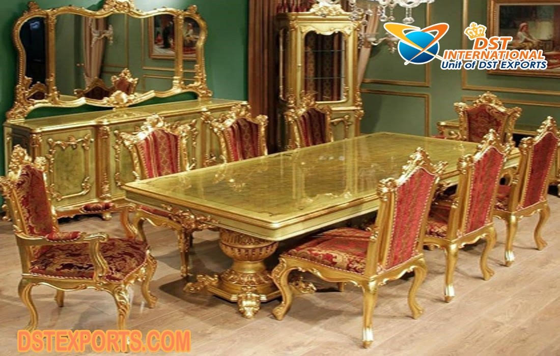 Luxury Golden Glossy Dining Room Furniture