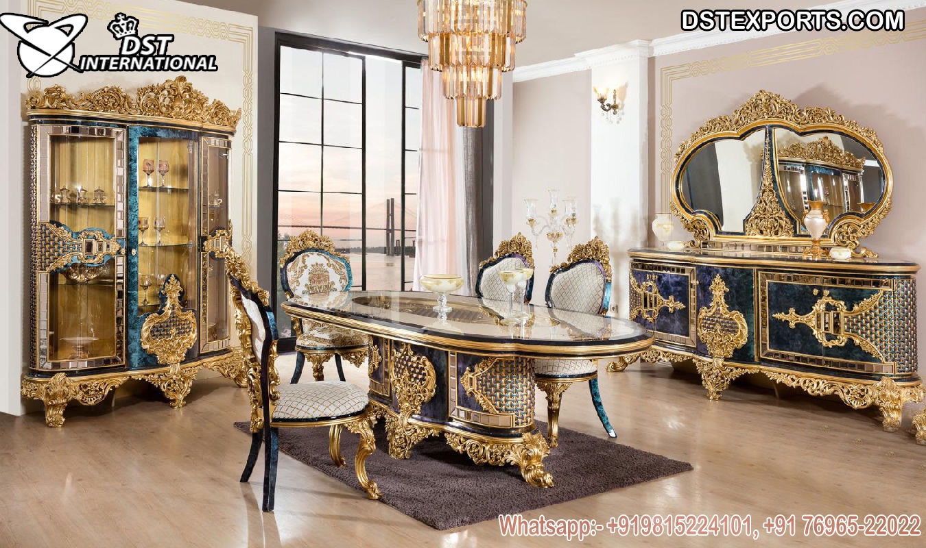 Luxury Leaf Style Dining Room Table & Furniture