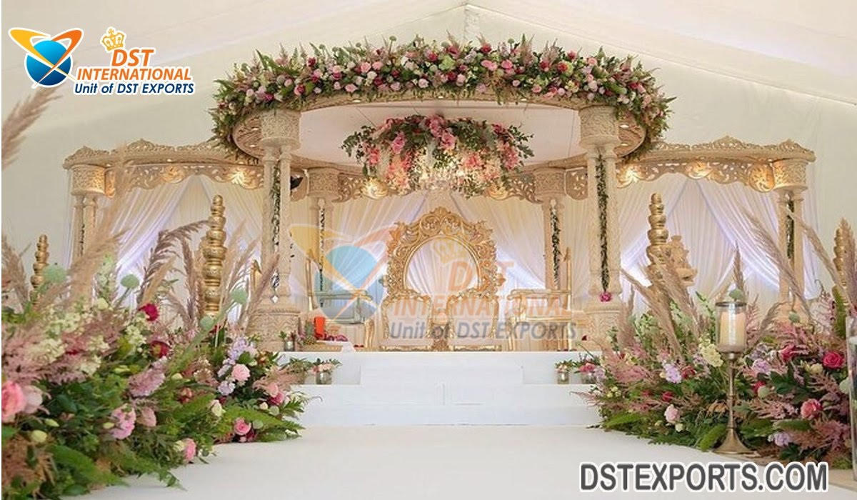 Rustic Theme Indian Wedding Wooden Mandap