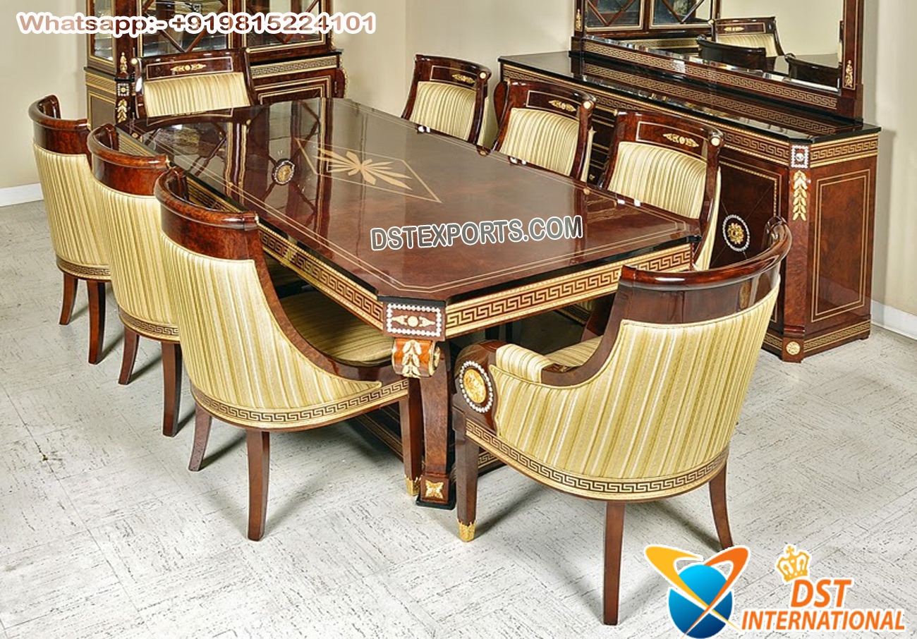 High Gloss Polished Wooden Dining Room Table Set