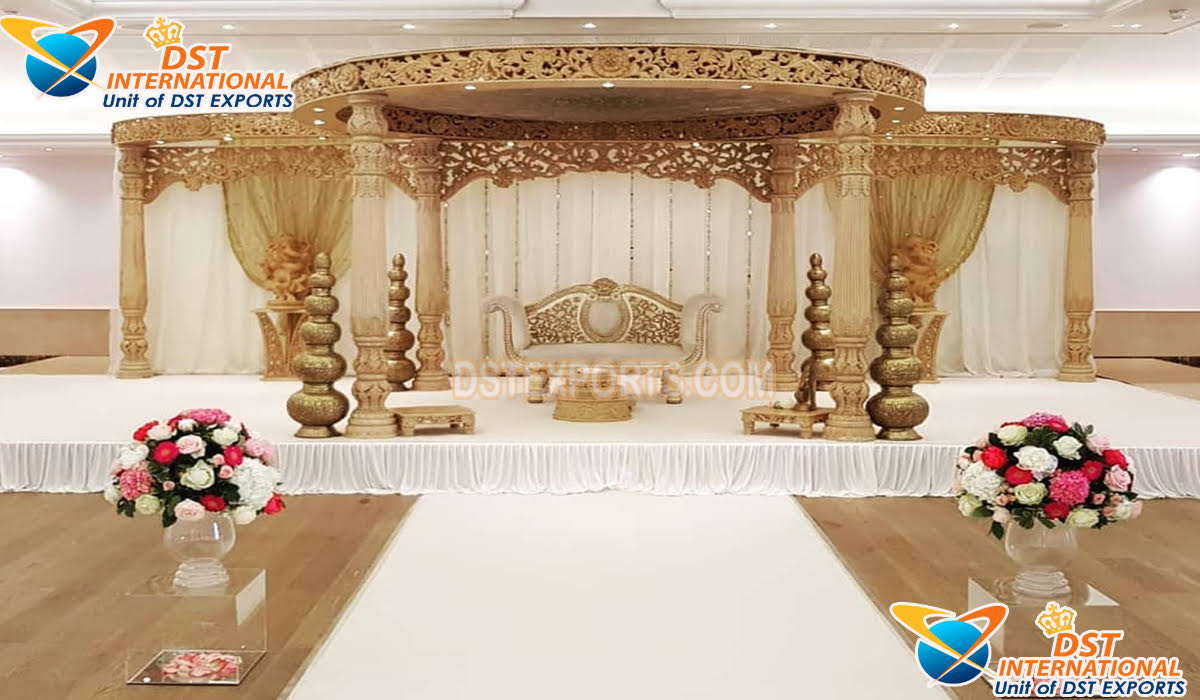 Beautiful Indoor Hindu Wedding Wooden Mandap Setup