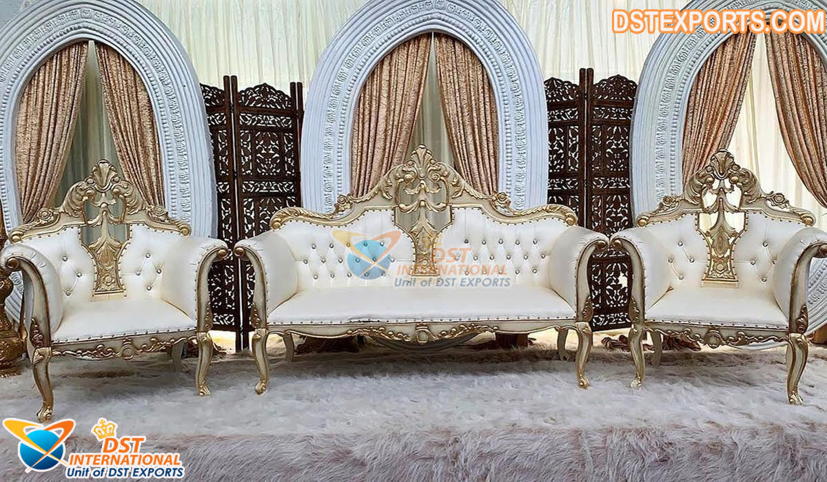 French Style Gold White Wedding Sofa Set