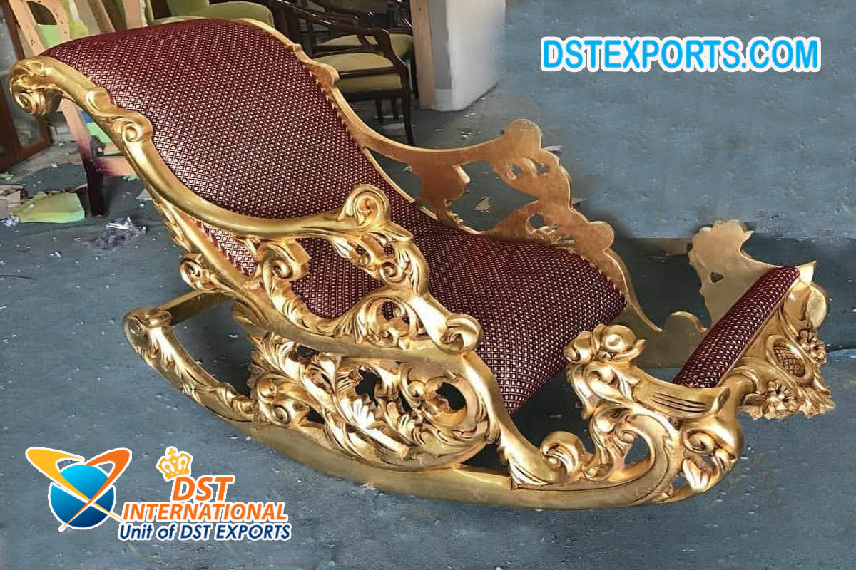 Royal Wooden Carved Rocking Chair For Home