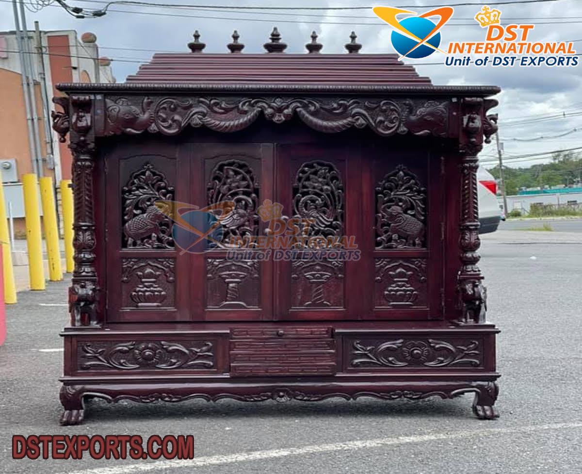 Walnut Finish Double Door Mandir For Home