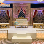 Golden Theme Indian Wedding Stage Setup