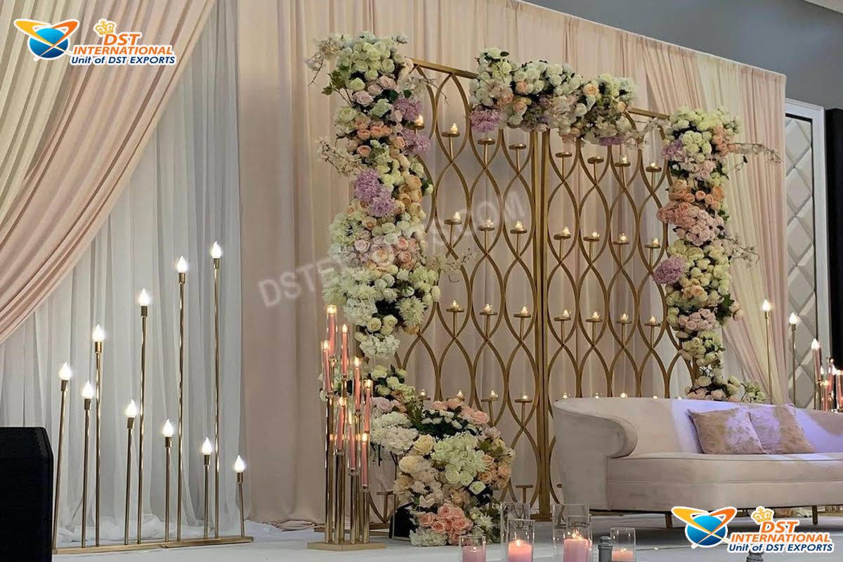 Gold Metal Candle Wall Backdrop Stand
