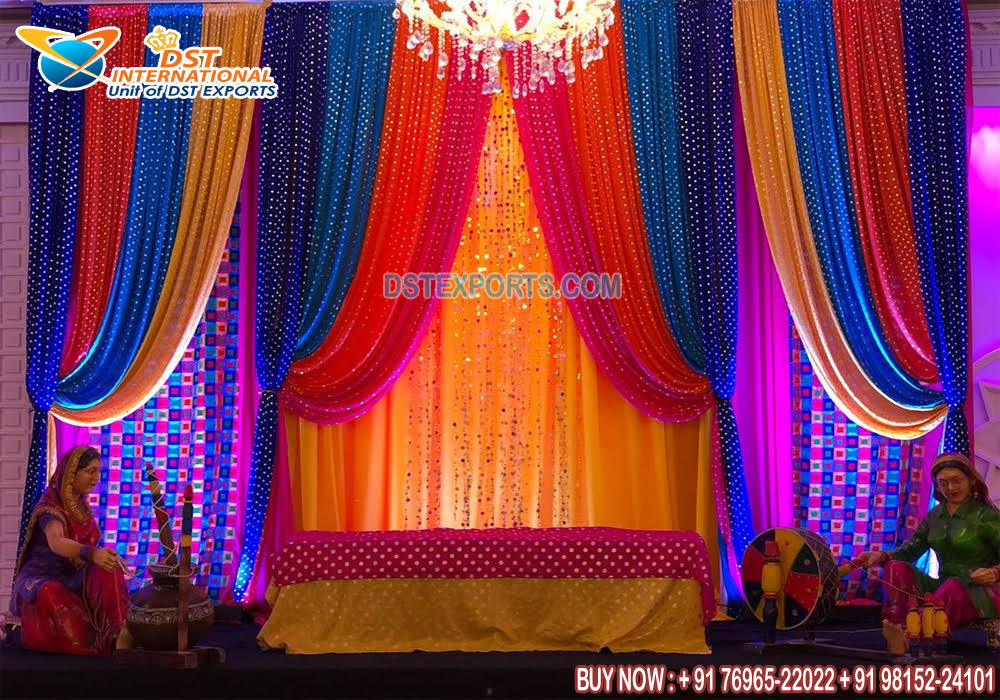 Fabulous Mehndi Night Stage Backdrop Setup