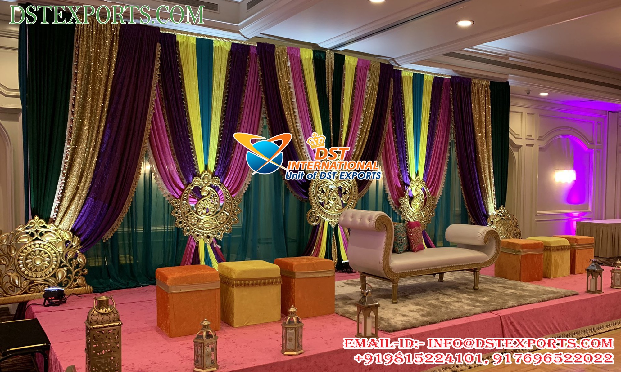 Stunning Mehndi Event Stage Backdrop Setup