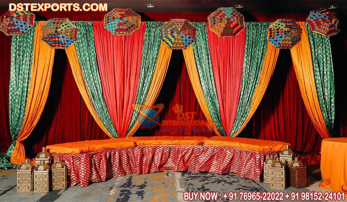 Nikah Stage Zari Work Backdrop Setup