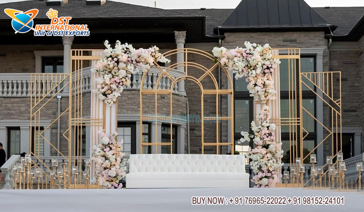 Outdoor Wedding Grand Metal Arches Stage Setup