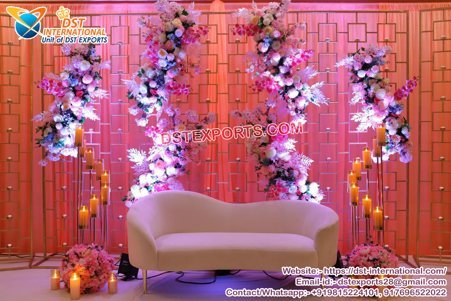 Most Elegant Indoor Wedding Stage Candle Wall - DST International