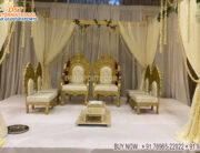Royal Hand Carved Wooden Mandap Chairs Decor