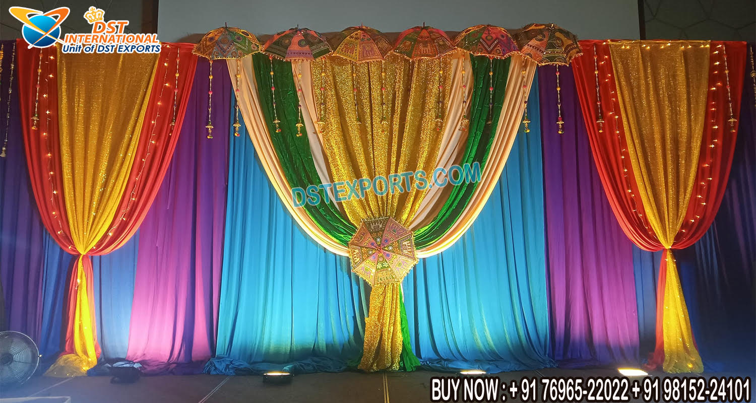 Sangeet Night Colorful Drapes & Backdrop For Stage