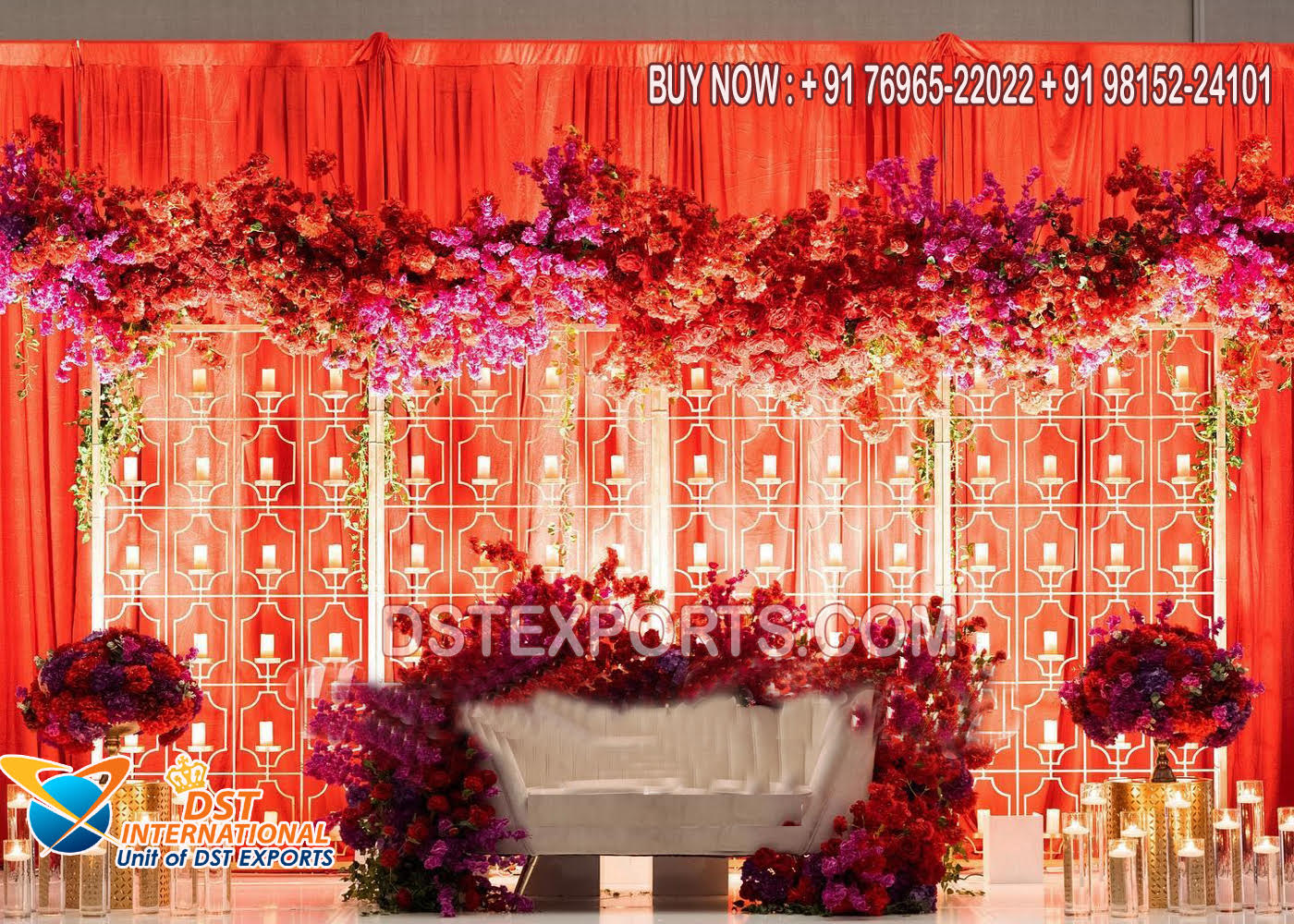 Perfect Wedding Reception Stage Candle Wall Setup