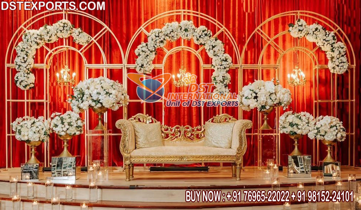 Romantic Reception Night Stage Metal Arches