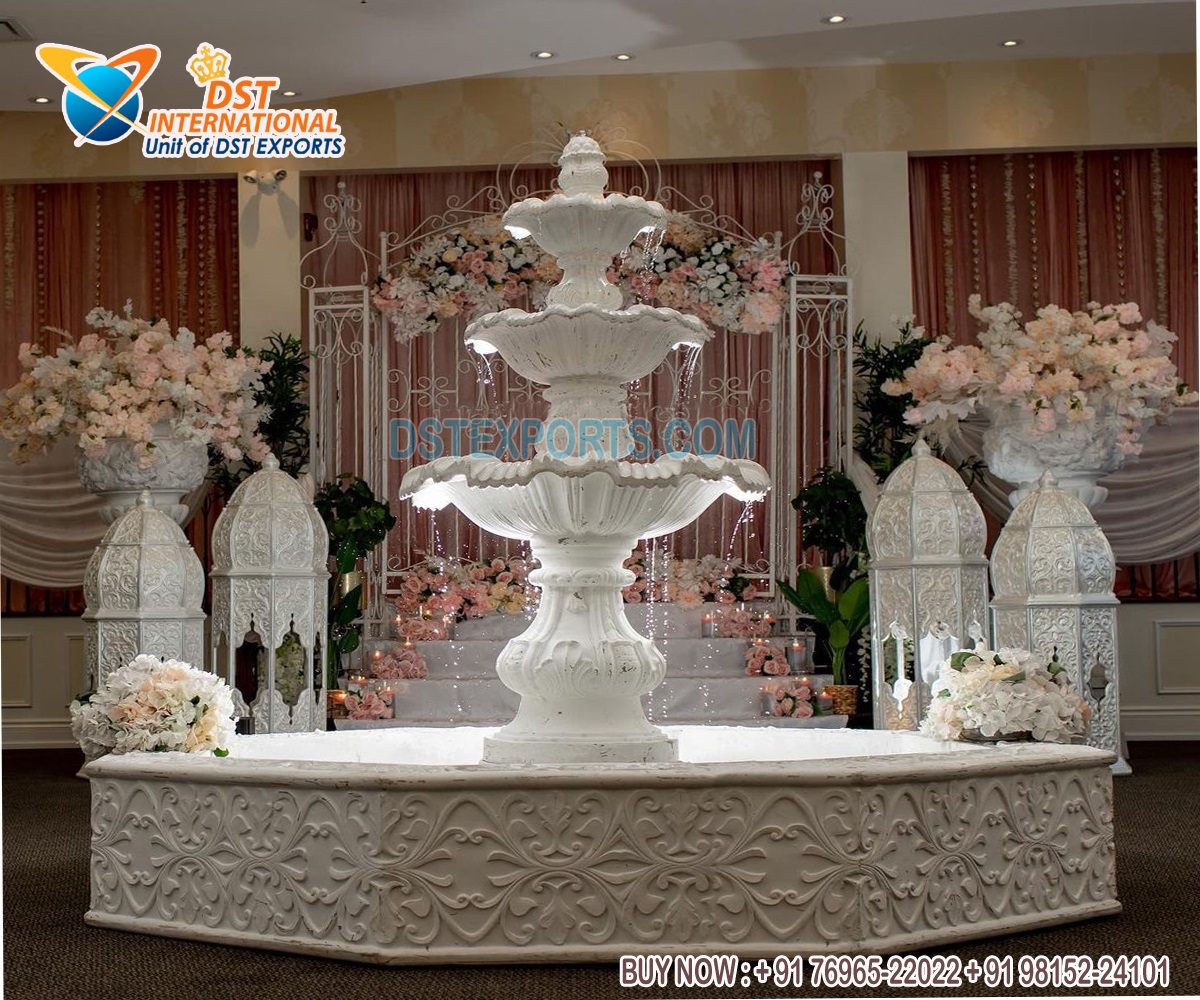 White Look Water Fountain For Wedding Decor