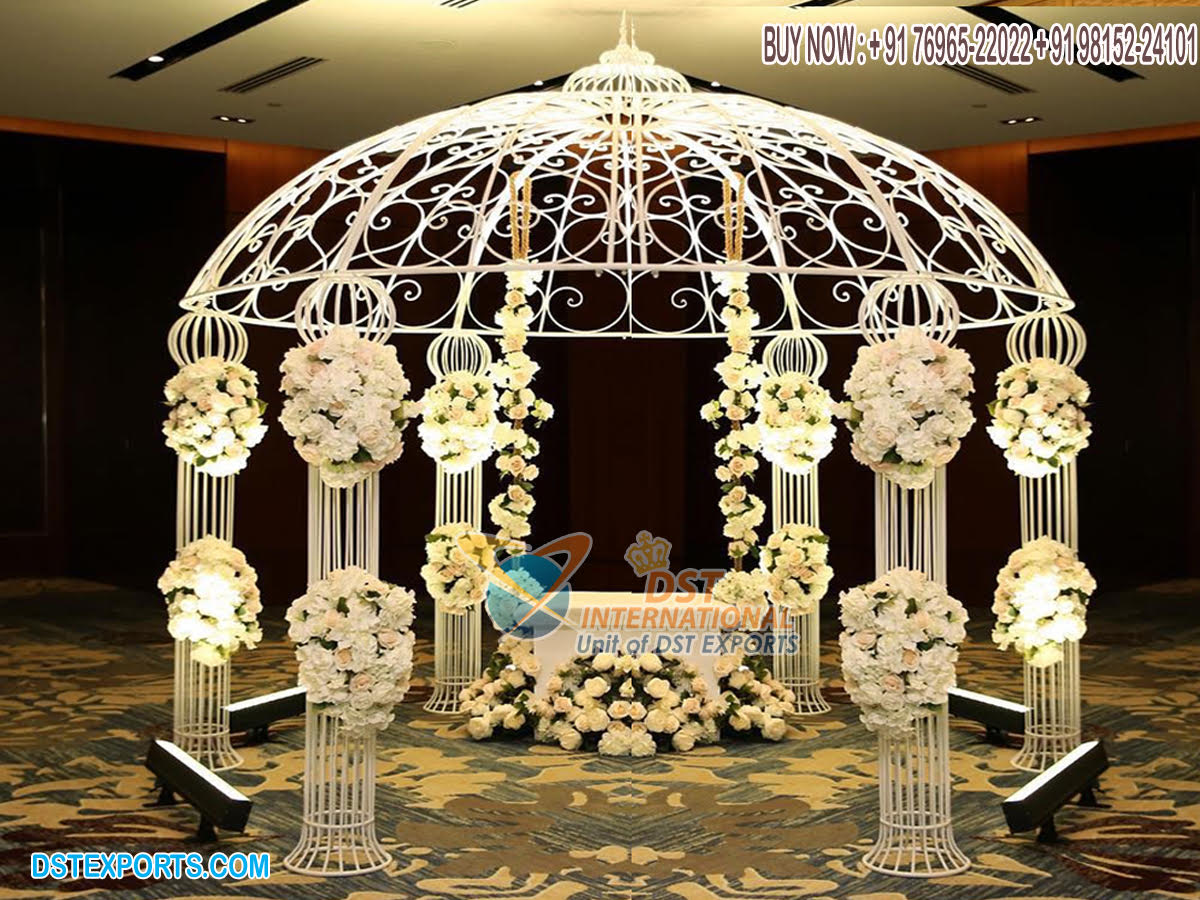 Designer Metal Pillars With Dome For Wedding Mandap