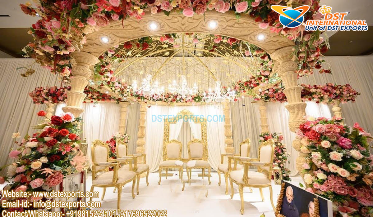 Grand Fusion Wedding Wooden Mandap With Dome