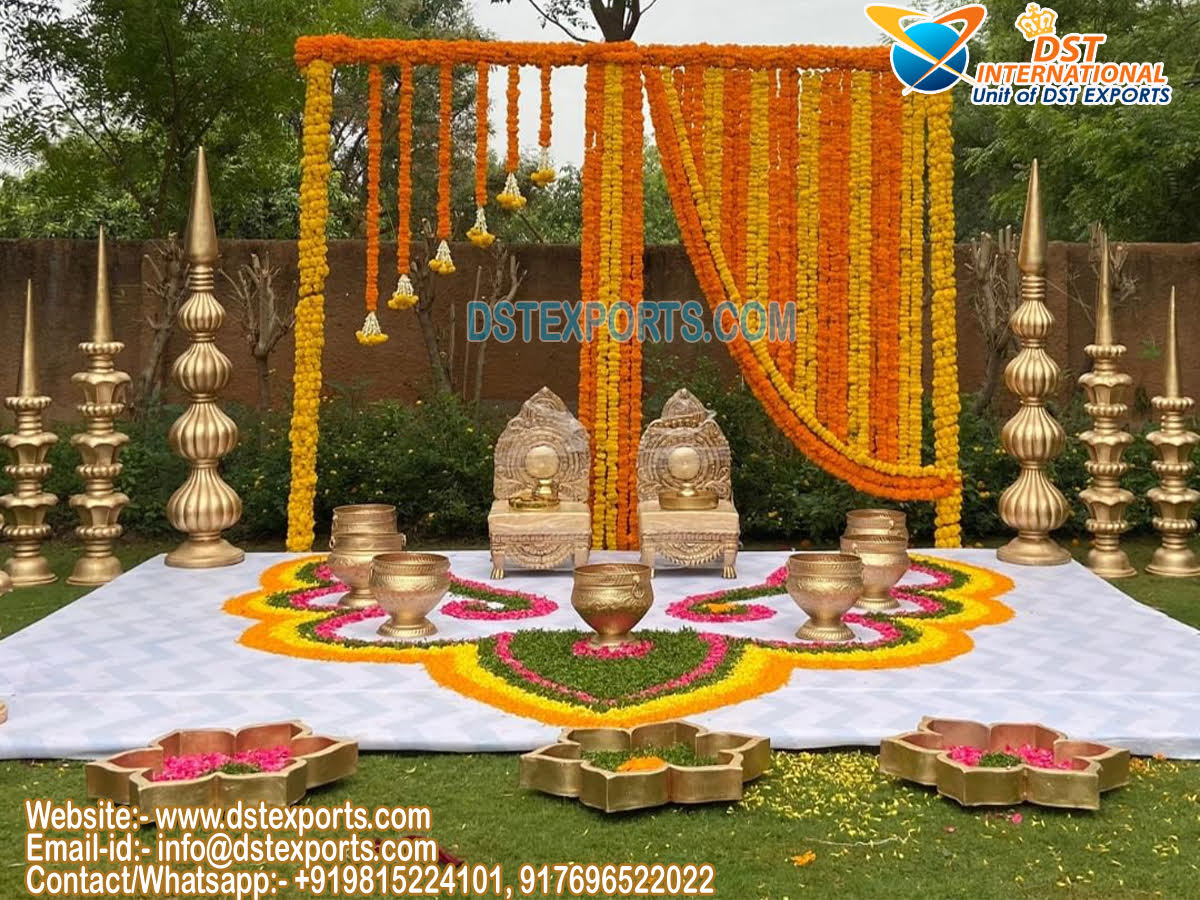 Outdoor Haldi Ceremony Decoration For Bride Groom