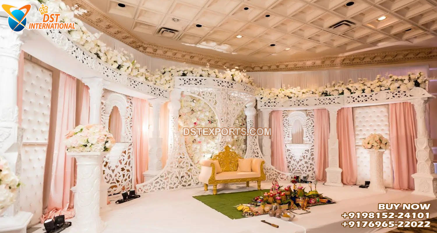 Tamilian White Theme Grand Wedding Stage Setup